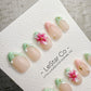 Handmade Press On Mint Tropic Bloom Gel Acrylic Nails 4for3 Timed Offer