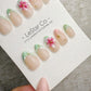 Handmade Press On Mint Tropic Bloom Gel Acrylic Nails 4for3 Timed Offer