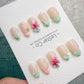 Handmade Press On Mint Tropic Bloom Gel Acrylic Nails 4for3 Timed Offer