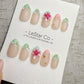 Handmade Press On Mint Tropic Bloom Gel Acrylic Nails 4for3 Timed Offer