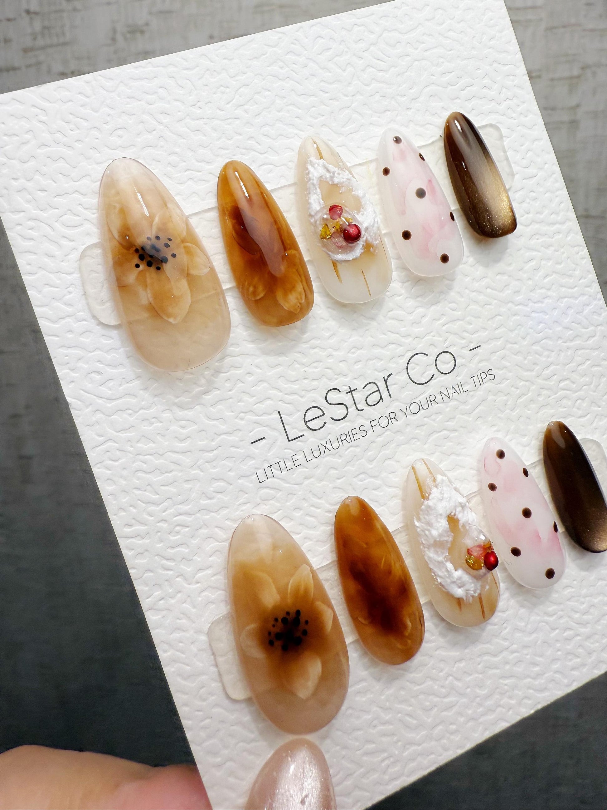 Handmade Press On Amber Dessert Nails Gel Acrylic Nails 4for3 Timed Offer