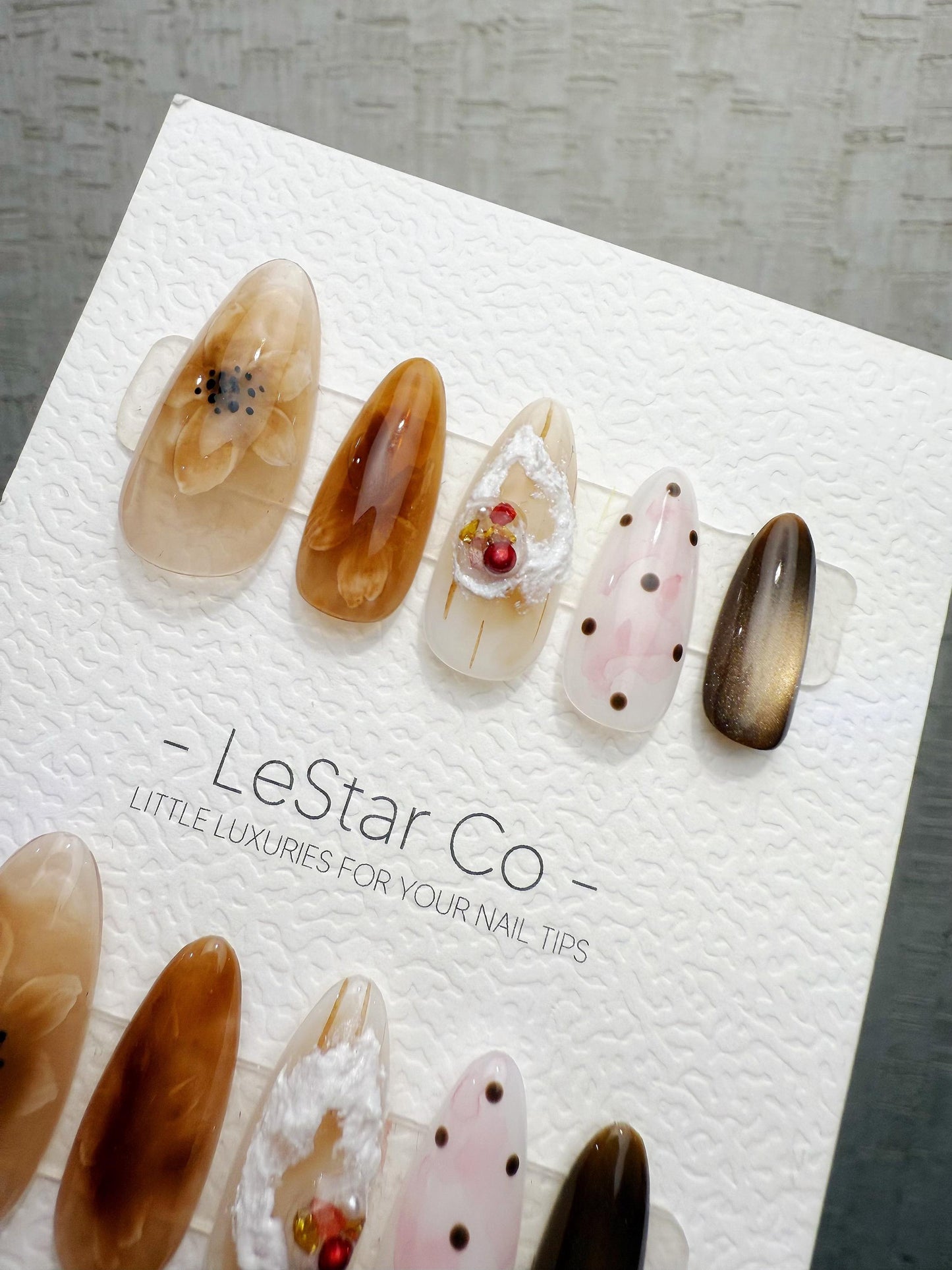 Handmade Press On Amber Dessert Nails Gel Acrylic Nails 4for3 Timed Offer
