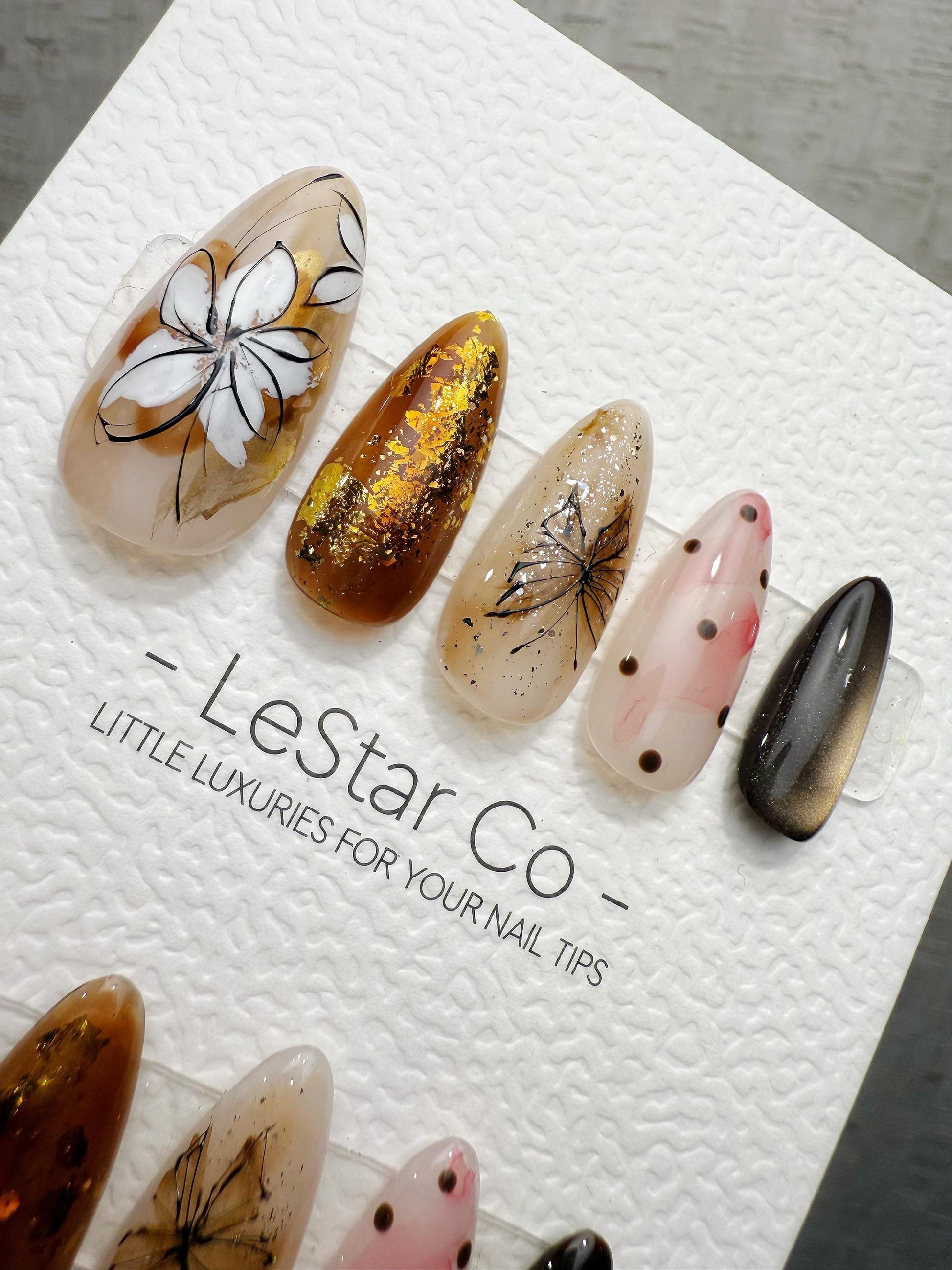 Handmade Press On Amber Ink Bloom Nails Gel Acrylic Nails 4for3 Timed Offer