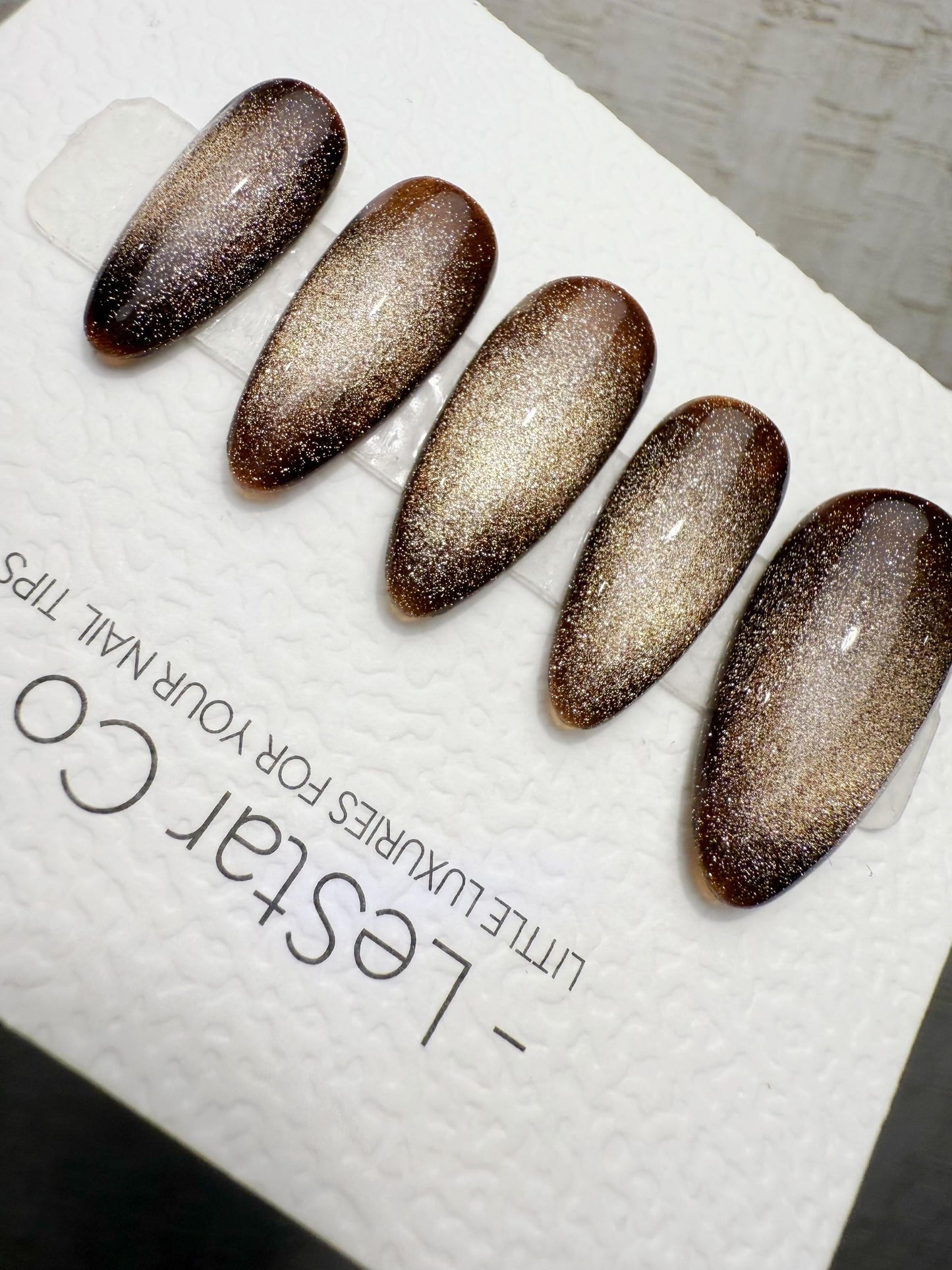 Handmade Press On Smoked Gold Cat Eye Cat Eye Gel Acrylic Nails 4for3 Timed Offer