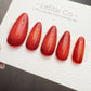 Timed Offer 4 For 3) Handmade Press On Ruby Flame Cat Eye Gel Acrylic Nails