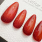 Timed Offer 4 For 3) Handmade Press On Ruby Flame Cat Eye Gel Acrylic Nails