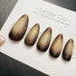 Timed Offer 4 For 3) Handmade Press On Eclipse Gold Cat Eye Gel Acrylic Nails
