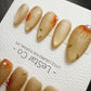 Handmade Cat Eye Gel Press On Nails: Golden Daisy