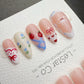 Handmade Gel Press On Nails: Dolly Picnic