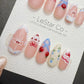 Handmade Gel Press On Nails: Dolly Picnic