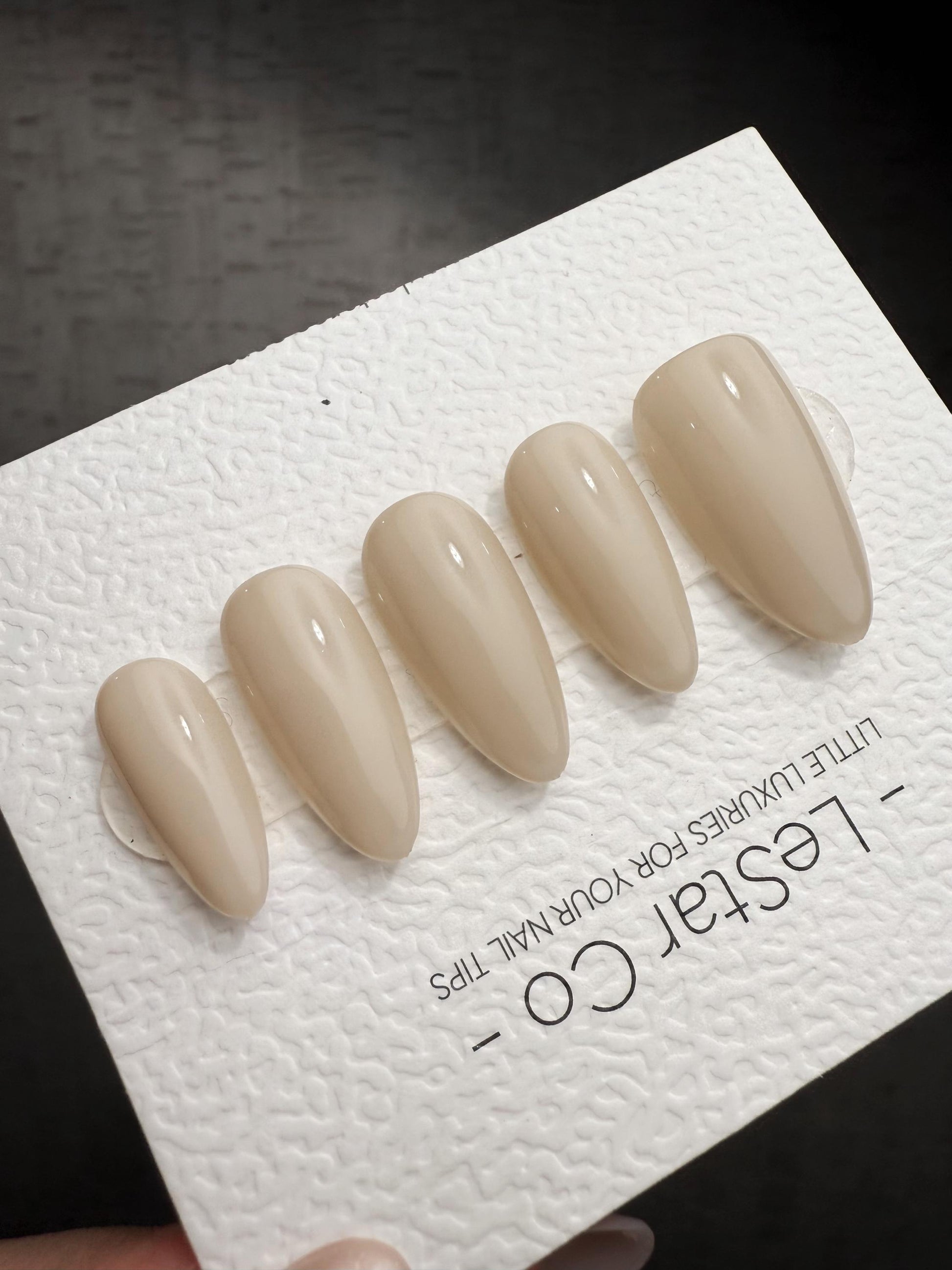 Timed Offer 4 For 3) Handmade Press On Ivory Latte Gel Acrylic Nails