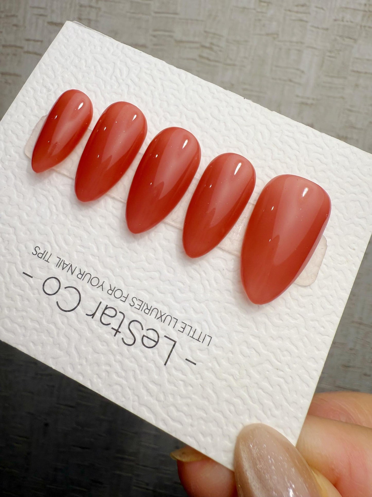 Handmade Press On Blood Orange Tint Gel Acrylic Nails 4for3 Timed Offer