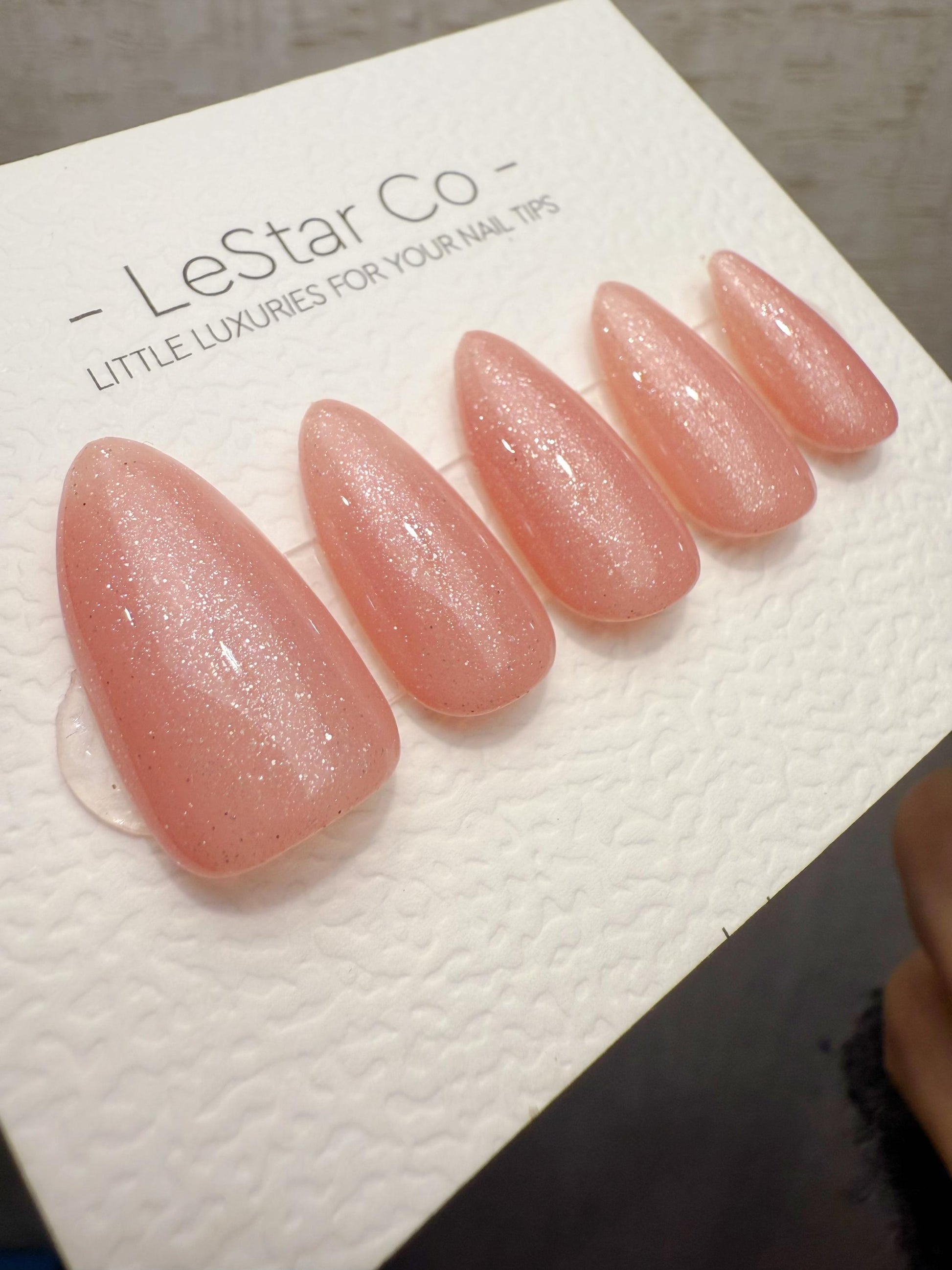 Handmade Press On Peach Milk Sparkle Gel Acrylic Nails 4for3 Timed Offer