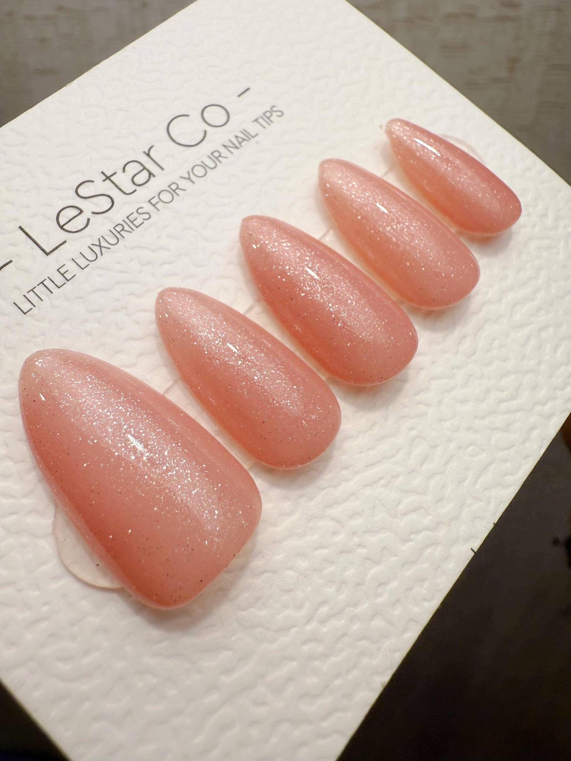 Handmade Press On Peach Milk Sparkle Gel Acrylic Nails 4for3 Timed Offer