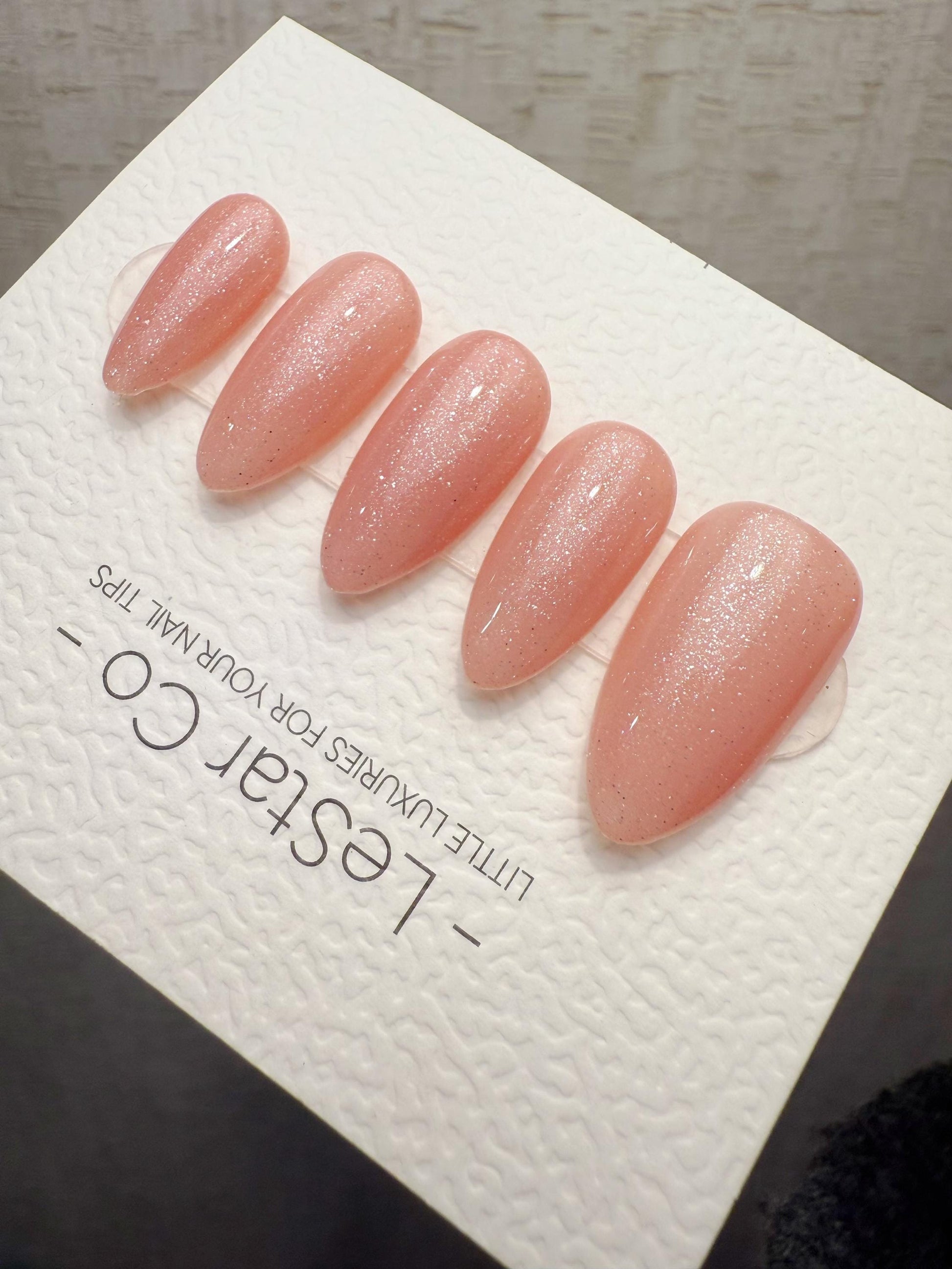 Handmade Press On Peach Milk Sparkle Gel Acrylic Nails 4for3 Timed Offer