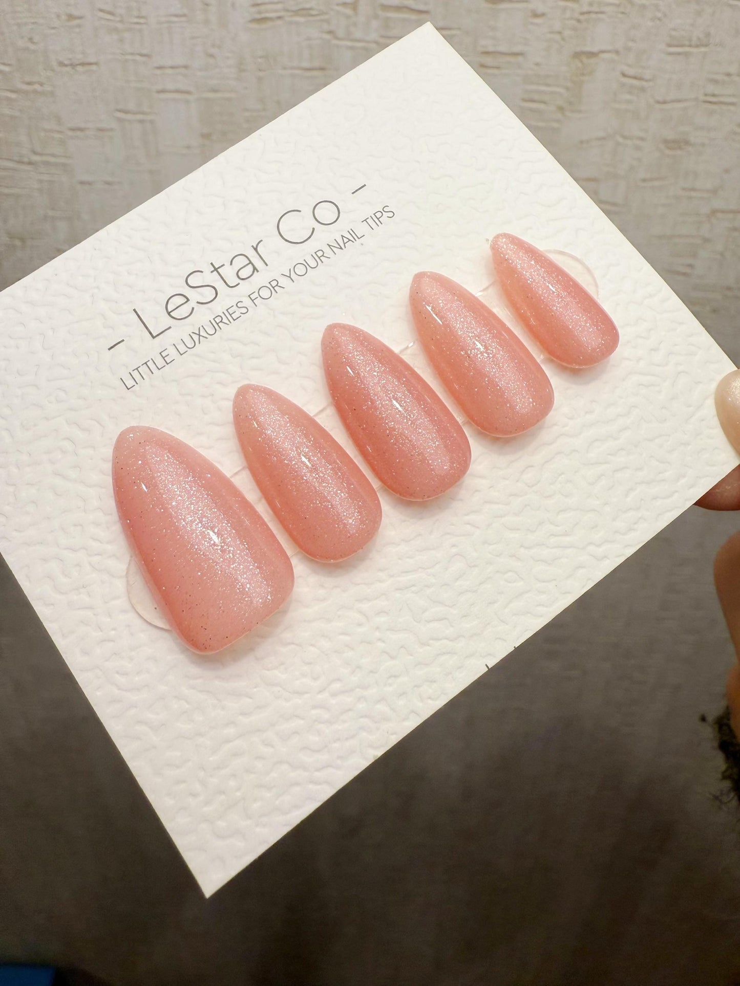 Handmade Press On Peach Milk Sparkle Gel Acrylic Nails 4for3 Timed Offer