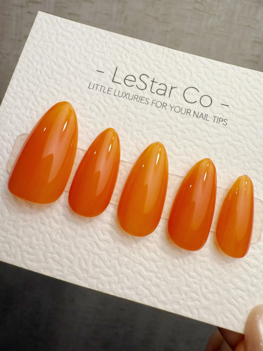 Handmade Press On Orange Sorbet Gel Acrylic Nails 4for3 Timed Offer