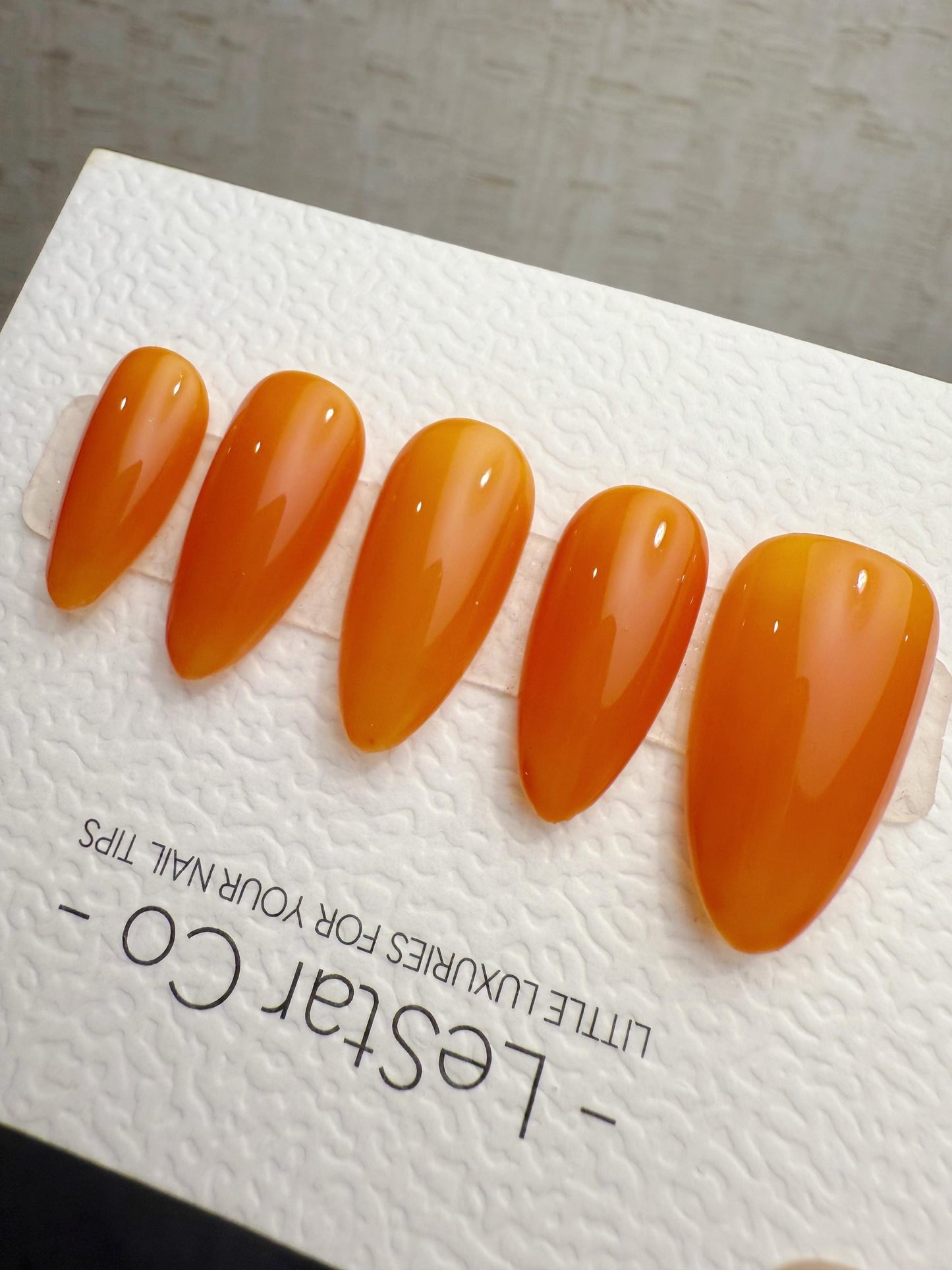 Handmade Press On Orange Sorbet Gel Acrylic Nails 4for3 Timed Offer
