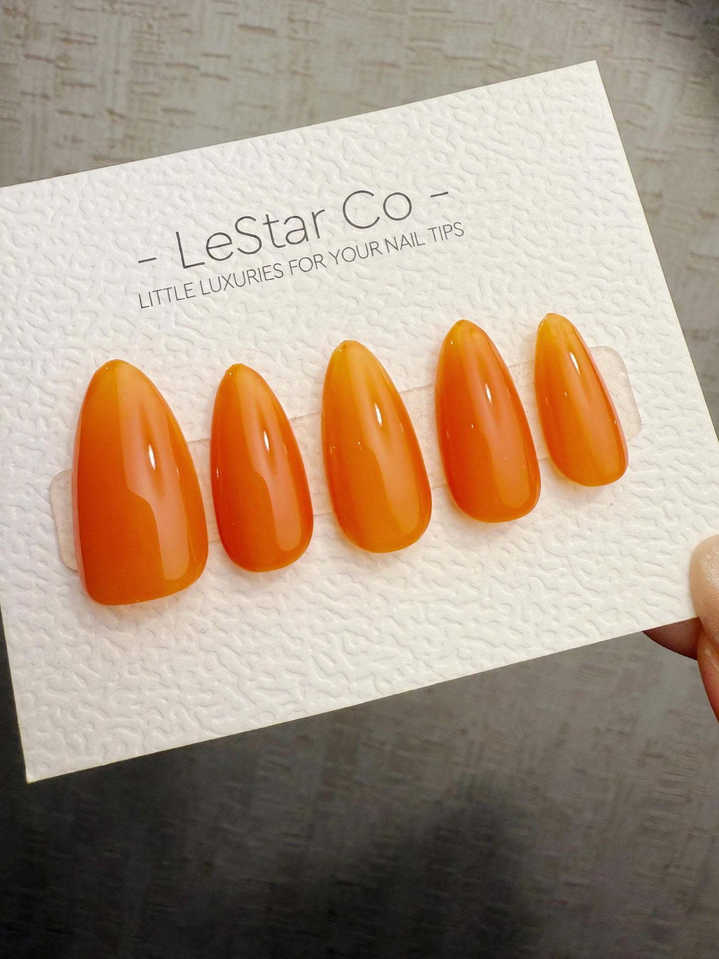 Handmade Press On Orange Sorbet Gel Acrylic Nails 4for3 Timed Offer