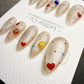 Timed Offer 4 For 3) Handmade Press On Tiny Heart Galaxy Gel Acrylic Nails