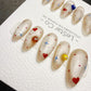 Timed Offer 4 For 3) Handmade Press On Tiny Heart Galaxy Gel Acrylic Nails
