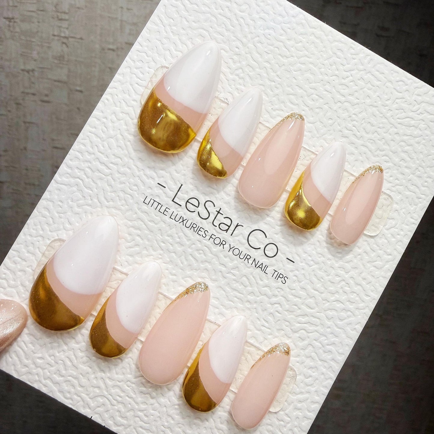 Timed Offer 4 For 3) Handmade Press On Ivory Luxe Gel Acrylic Nails