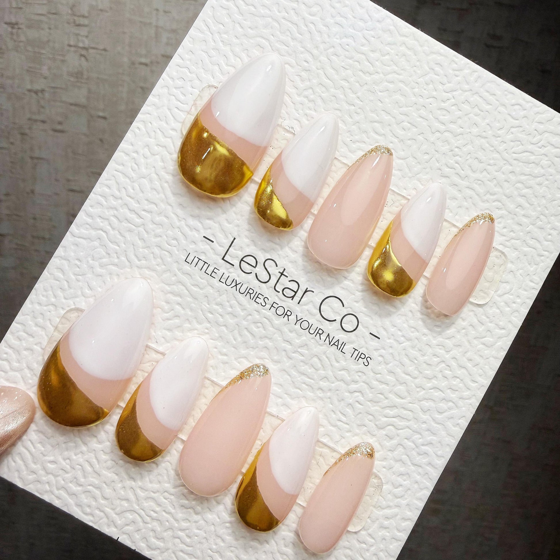 Timed Offer 4 For 3) Handmade Press On Ivory Luxe Gel Acrylic Nails