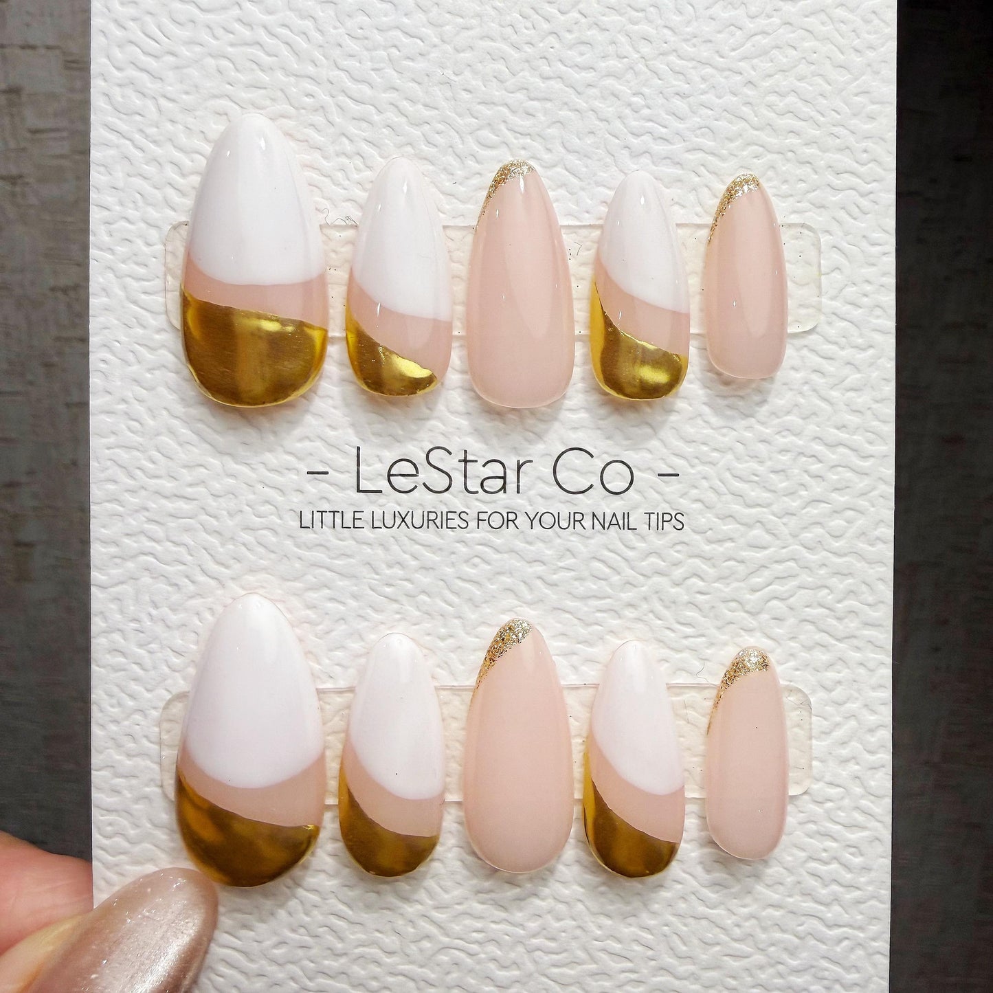 Timed Offer 4 For 3) Handmade Press On Ivory Luxe Gel Acrylic Nails