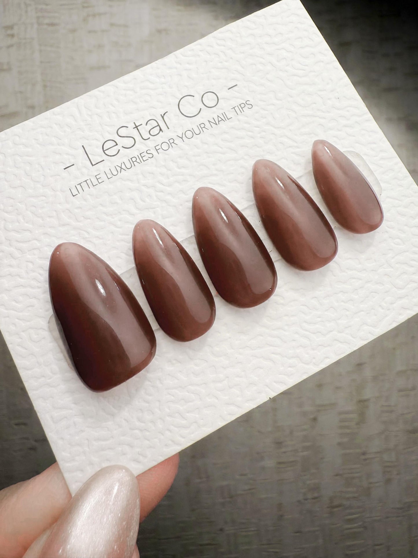 Timed Offer 4 For 3) Handmade Press On Smoky Mocha Gel Acrylic Nails