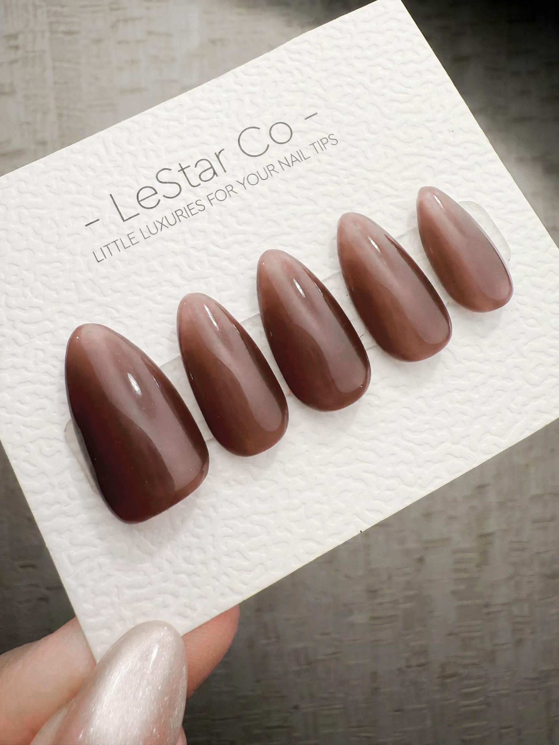 Timed Offer 4 For 3) Handmade Press On Smoky Mocha Gel Acrylic Nails