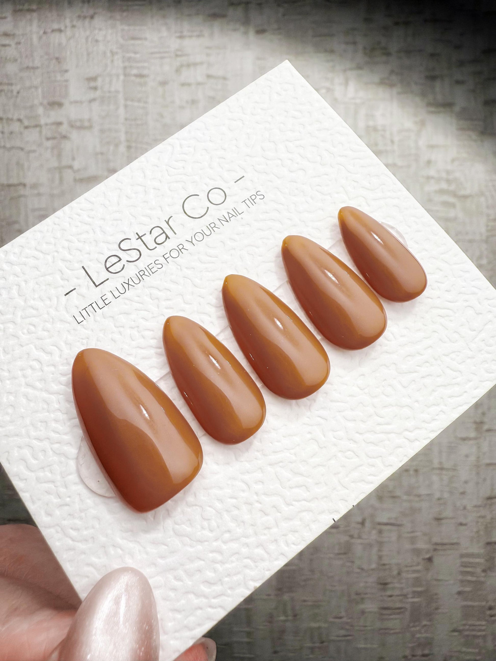 Timed Offer 4 For 3) Handmade Press On Caramel Latte Gel Acrylic Nails