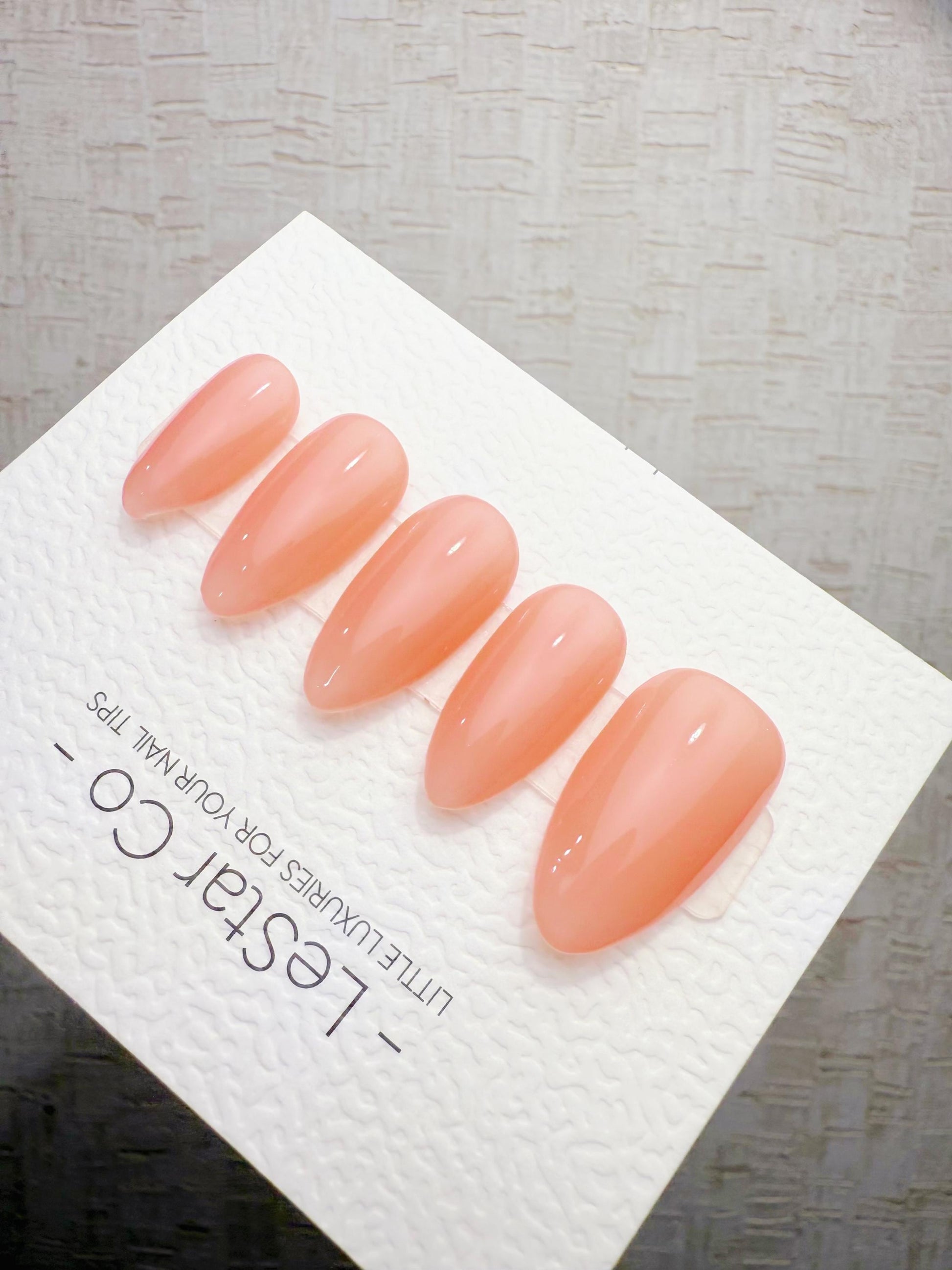 Timed Offer 4 For 3) Handmade Press On Coral Jelly Gel Acrylic Nails