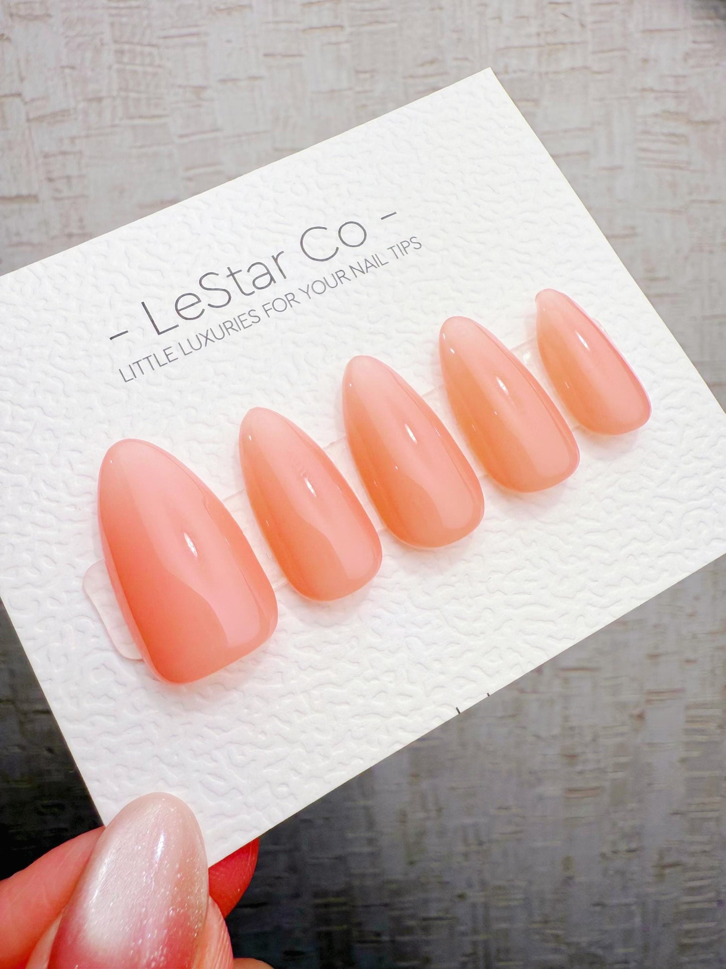 Timed Offer 4 For 3) Handmade Press On Coral Jelly Gel Acrylic Nails