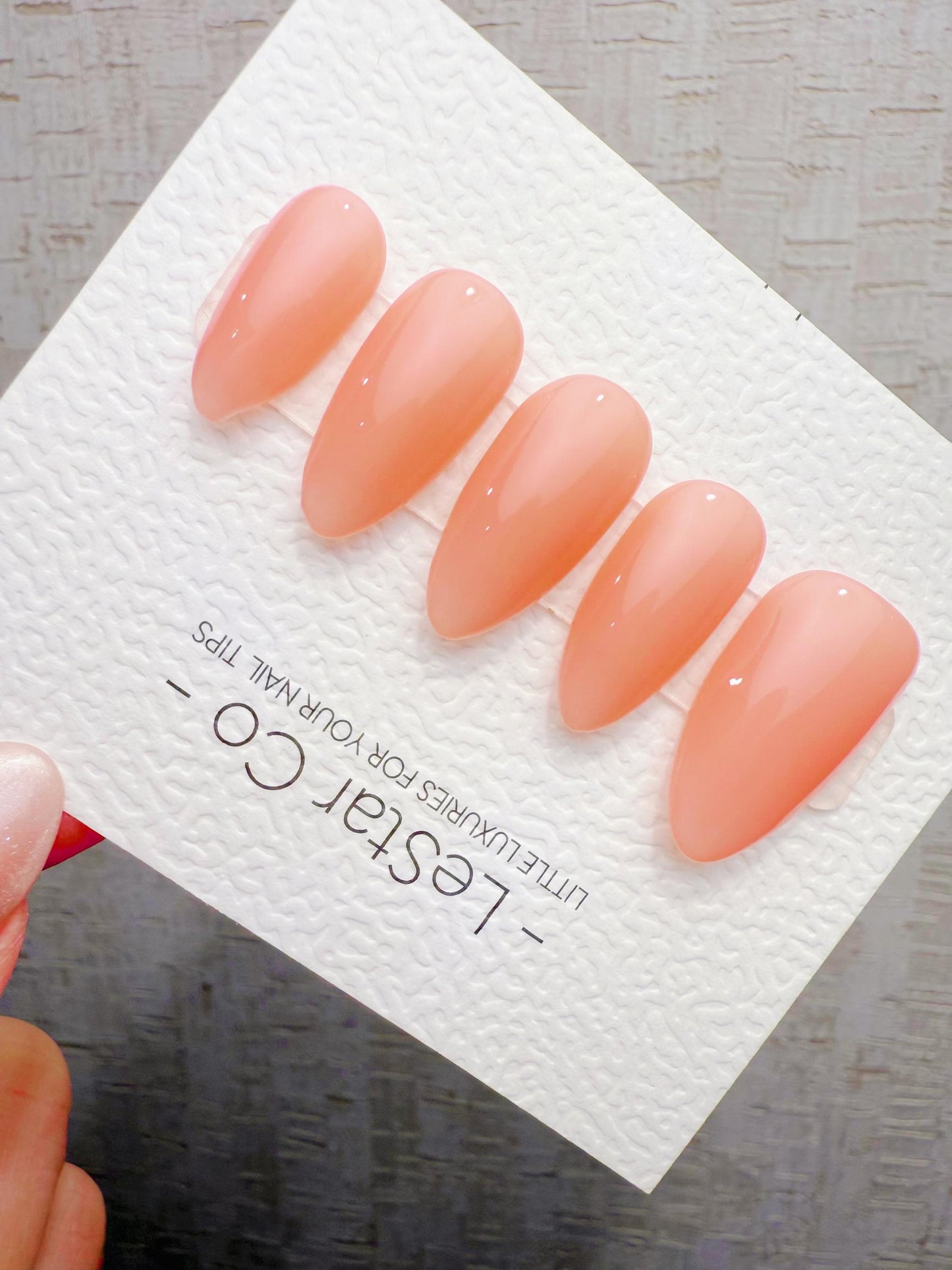 Timed Offer 4 For 3) Handmade Press On Coral Jelly Gel Acrylic Nails