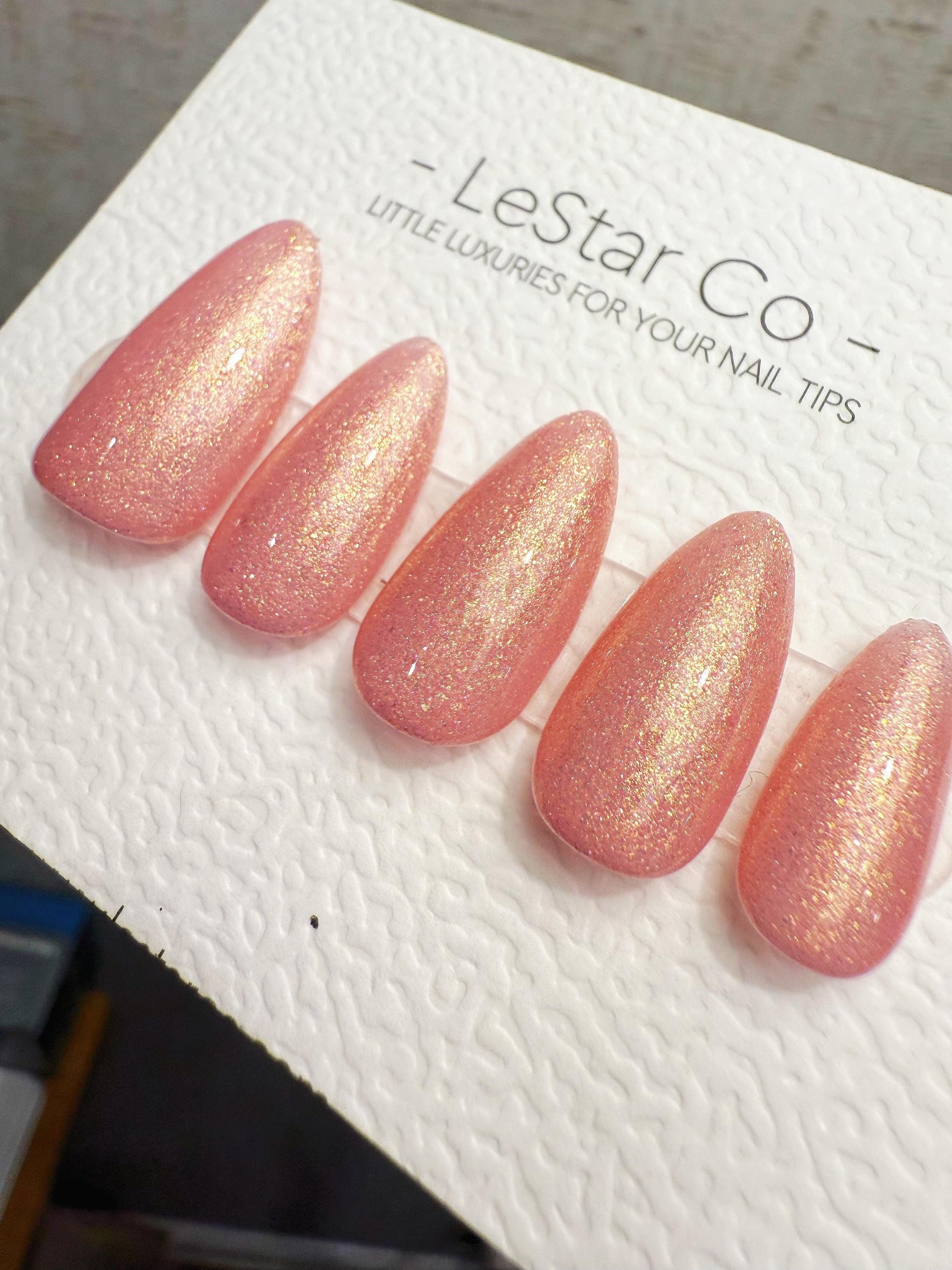 Timed Offer 4 For 3) Handmade Press On Golden Blush Gel Acrylic Nails