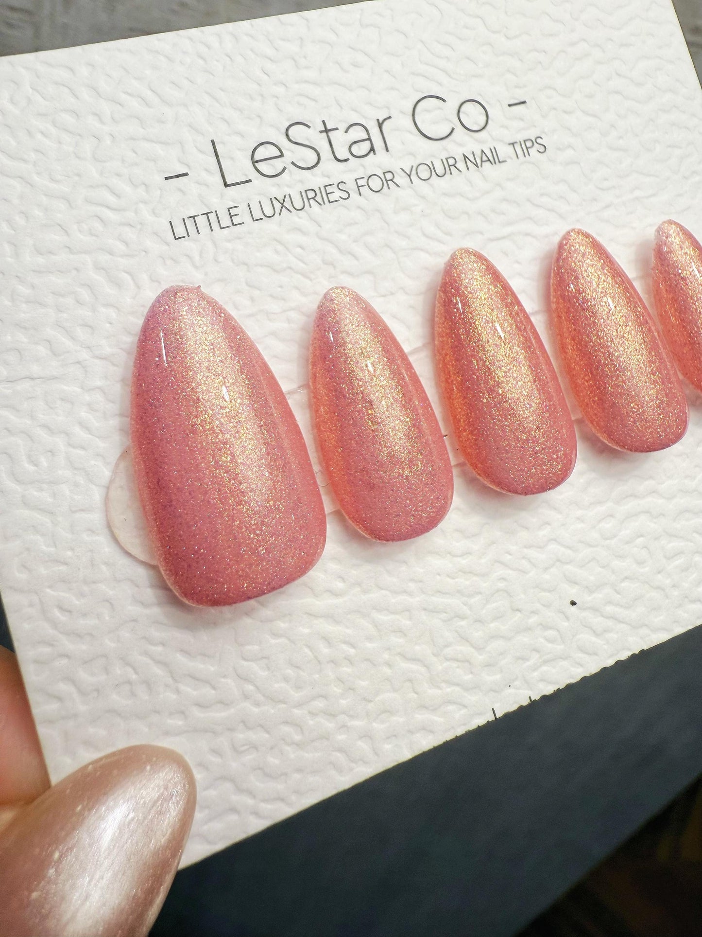 Timed Offer 4 For 3) Handmade Press On Golden Blush Gel Acrylic Nails
