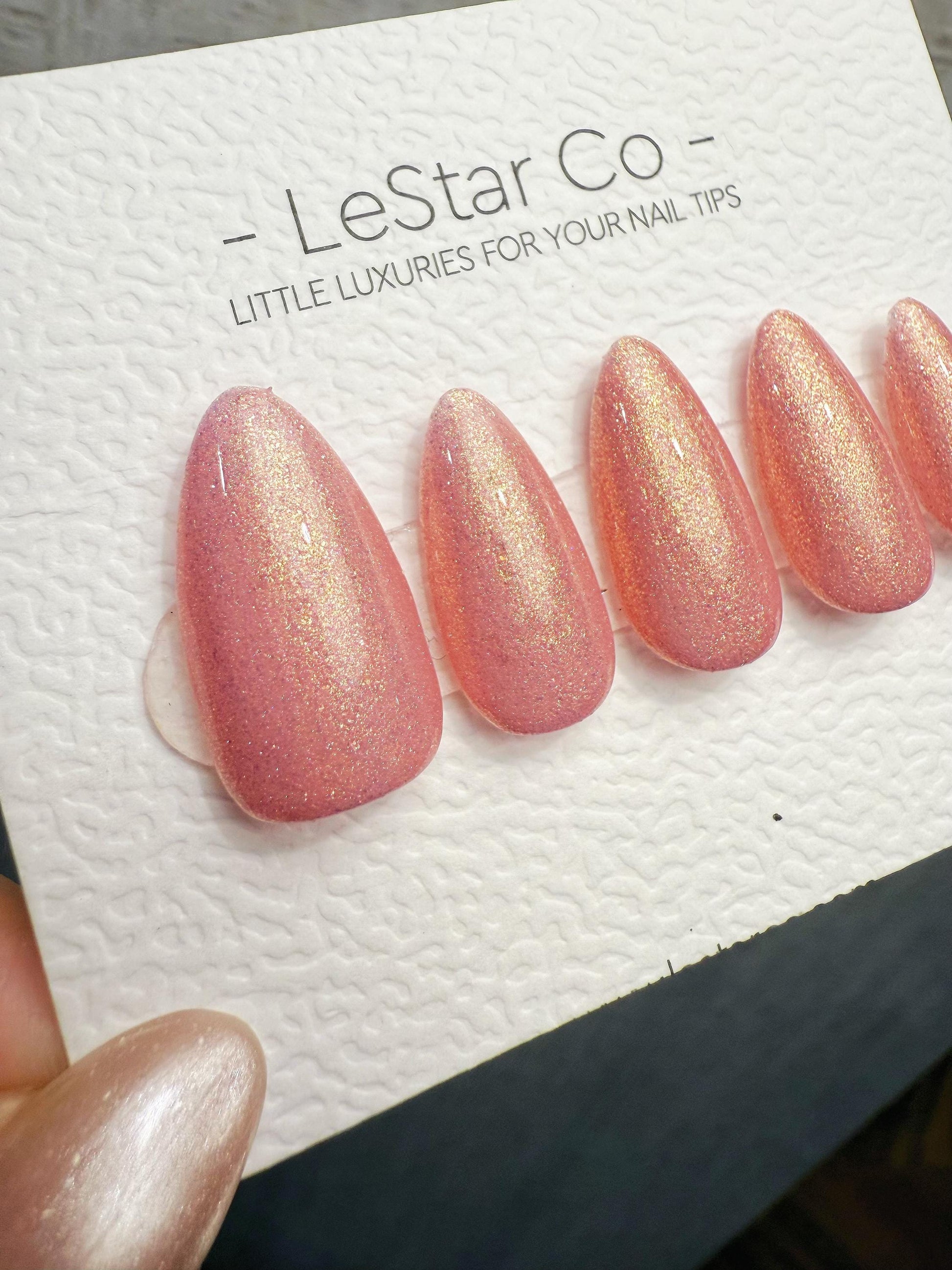 Timed Offer 4 For 3) Handmade Press On Golden Blush Gel Acrylic Nails