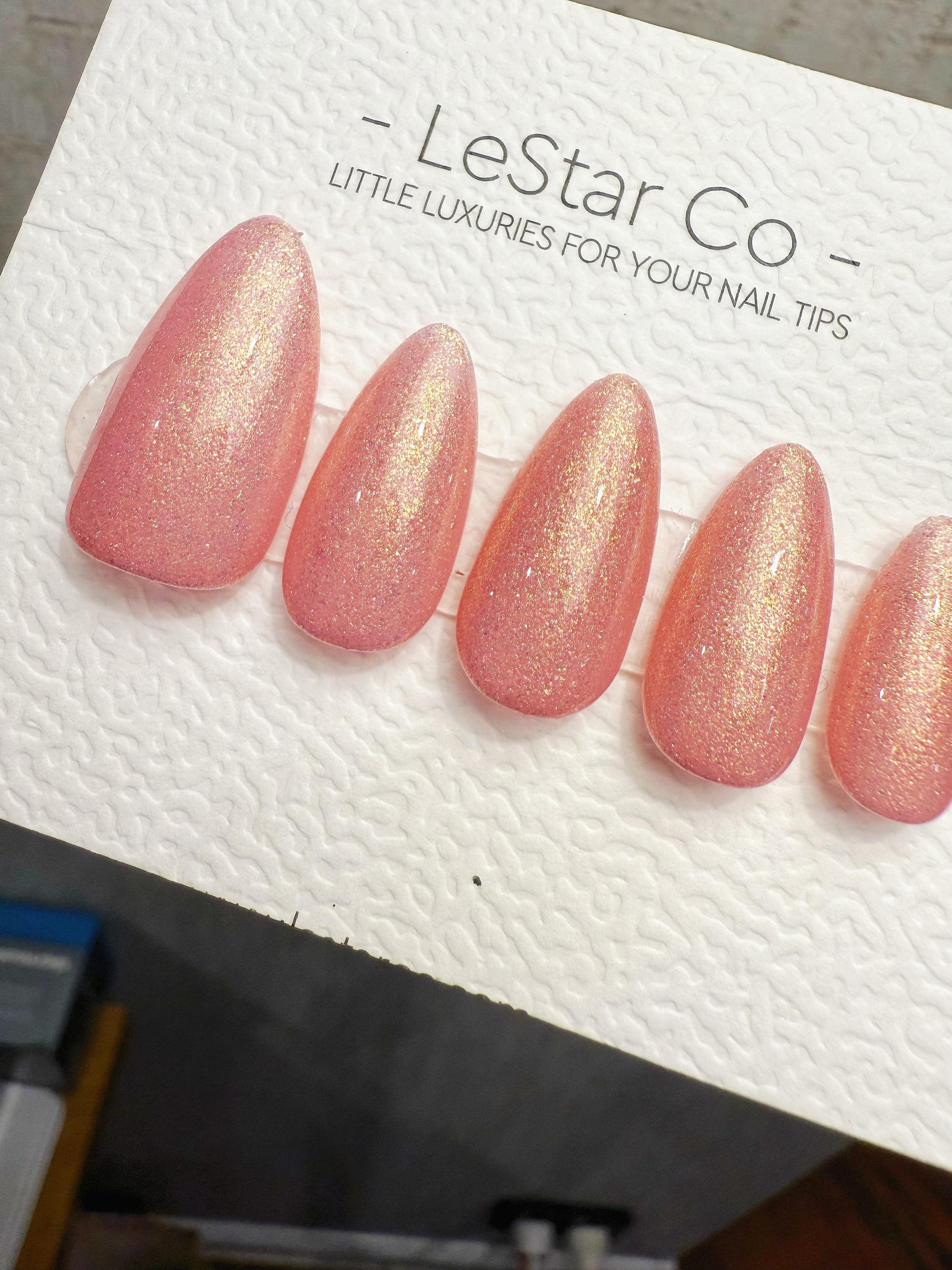 Timed Offer 4 For 3) Handmade Press On Golden Blush Gel Acrylic Nails