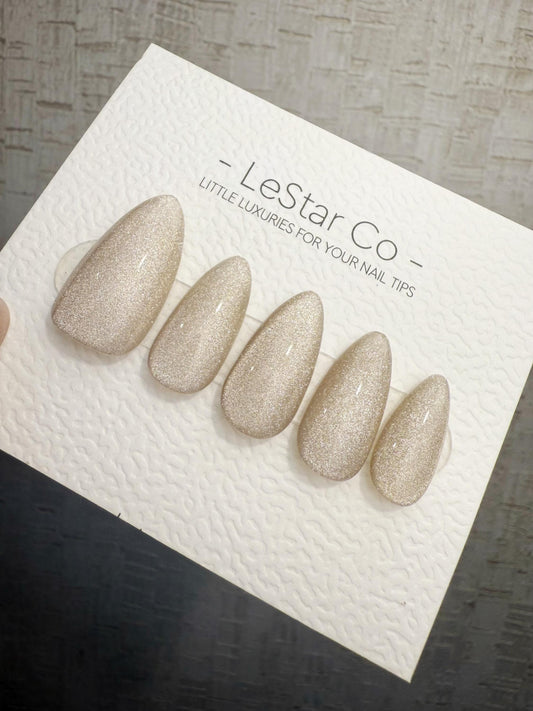 Timed Offer 4 For 3) Handmade Press On Moon Pearl Gel Acrylic Nails