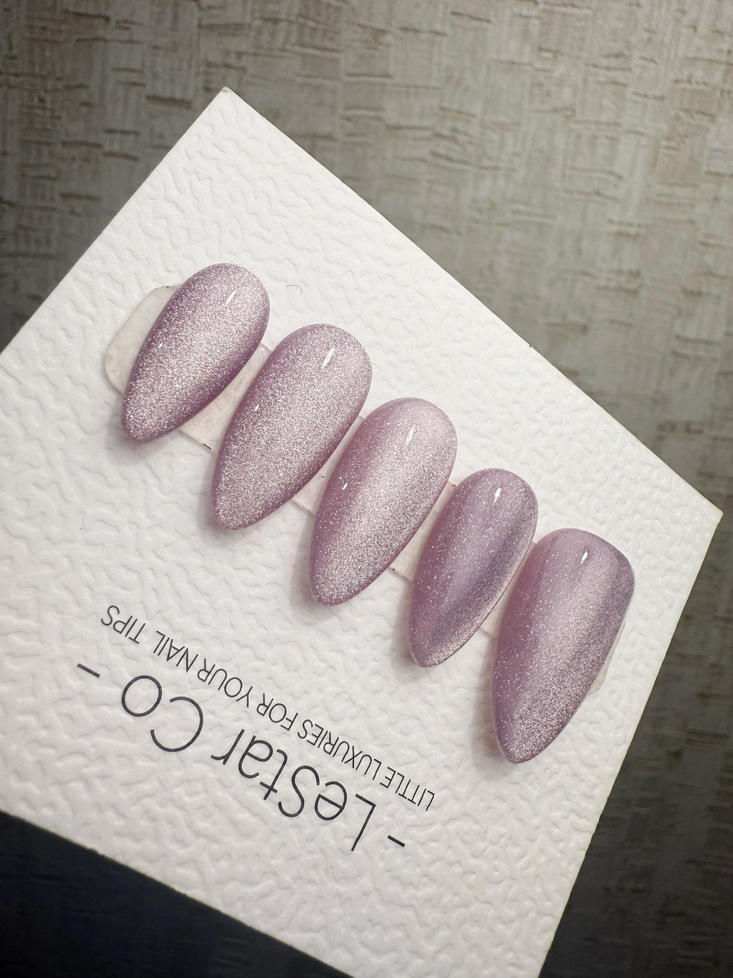Timed Offer 4 For 3) Handmade Press On Stardust Lilac Gel Acrylic Nails