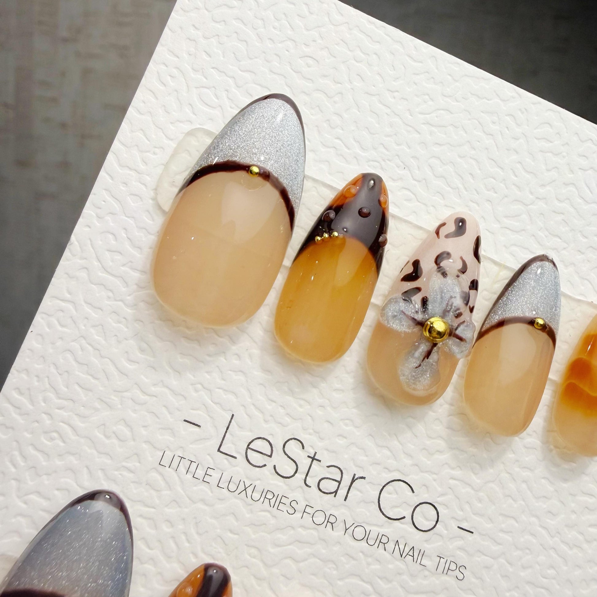 Timed Offer 4 For 3) Handmade Press On Leopard Princess Gel Acrylic Nails
