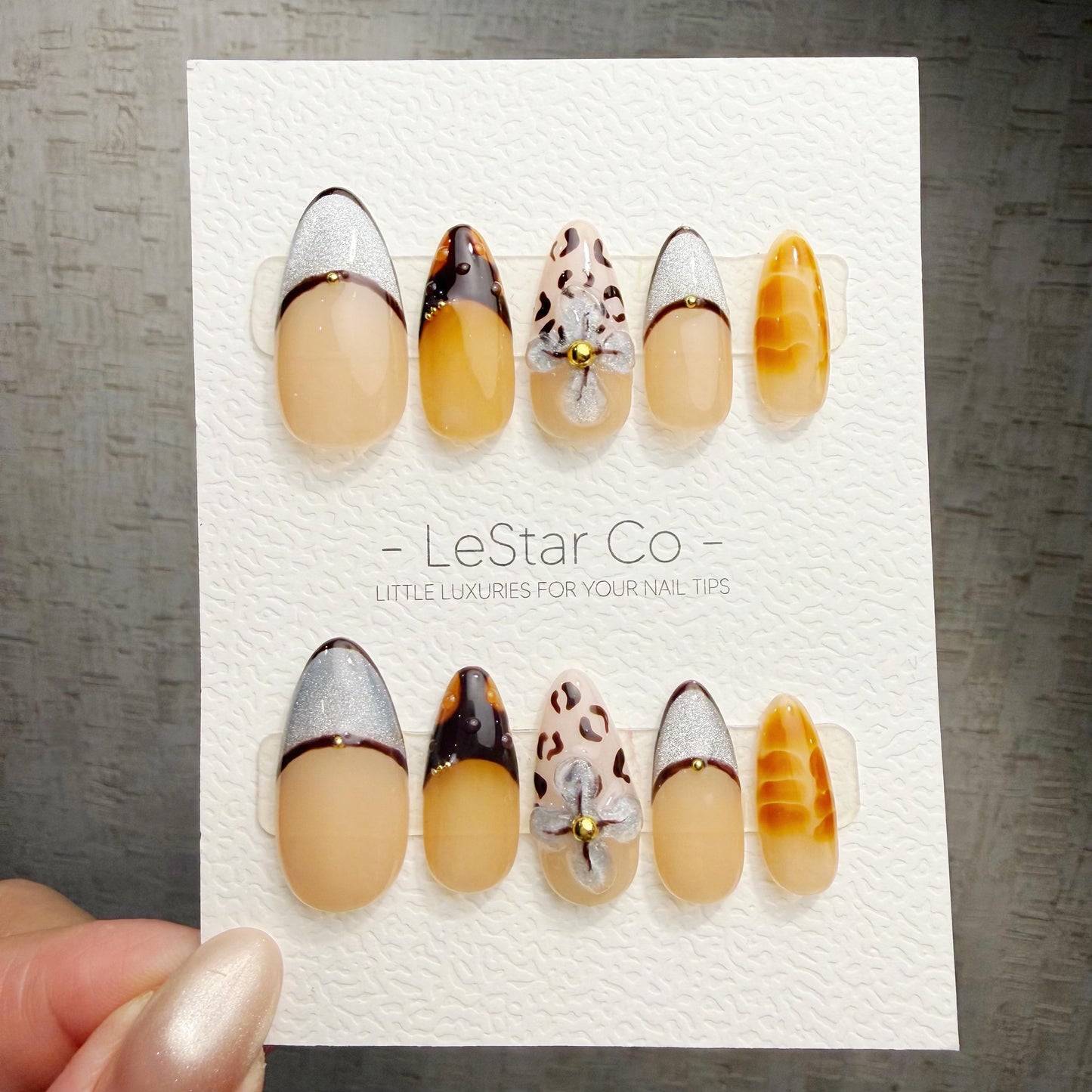 Timed Offer 4 For 3) Handmade Press On Leopard Princess Gel Acrylic Nails