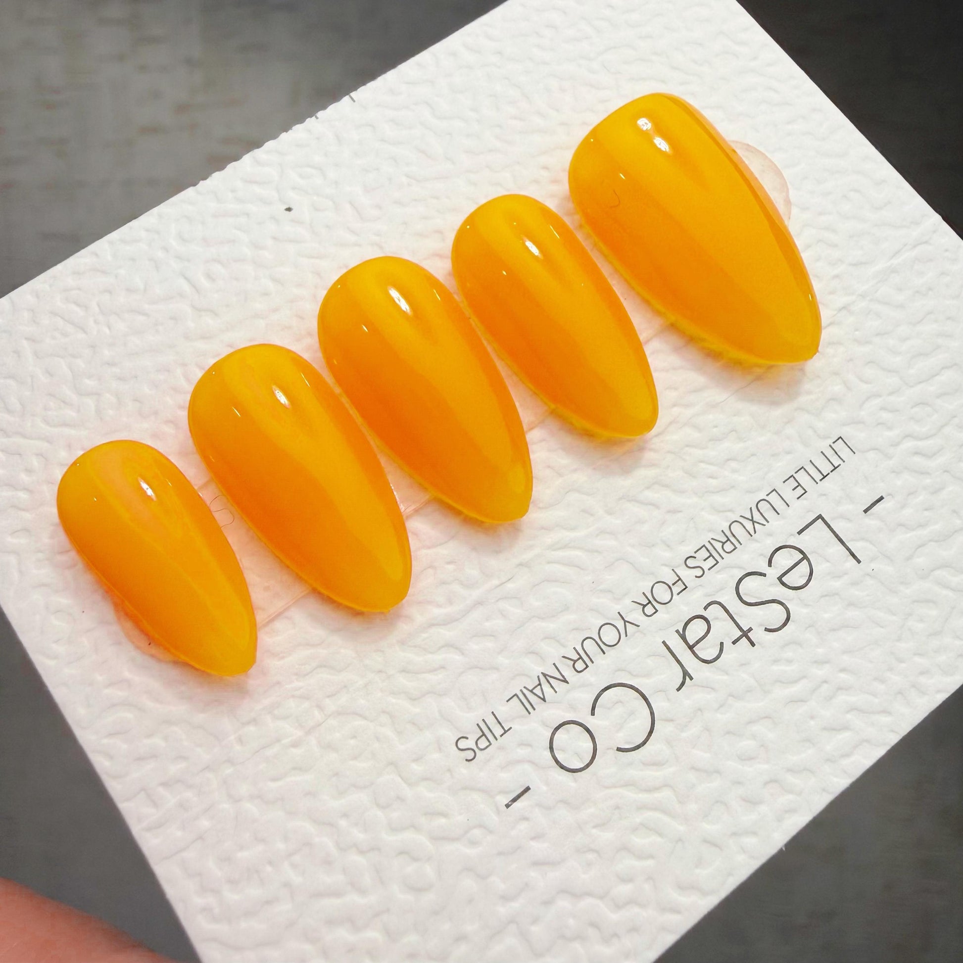 Timed Offer 4 For 3) Handmade Press On Mango Sunrise Gel Acrylic Nails