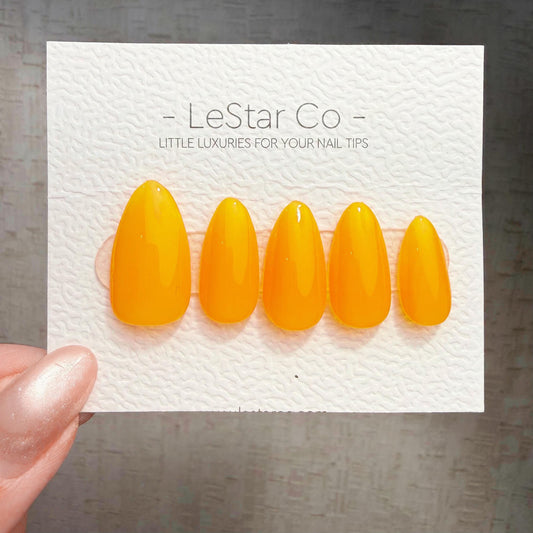 Timed Offer 4 For 3) Handmade Press On Mango Sunrise Gel Acrylic Nails