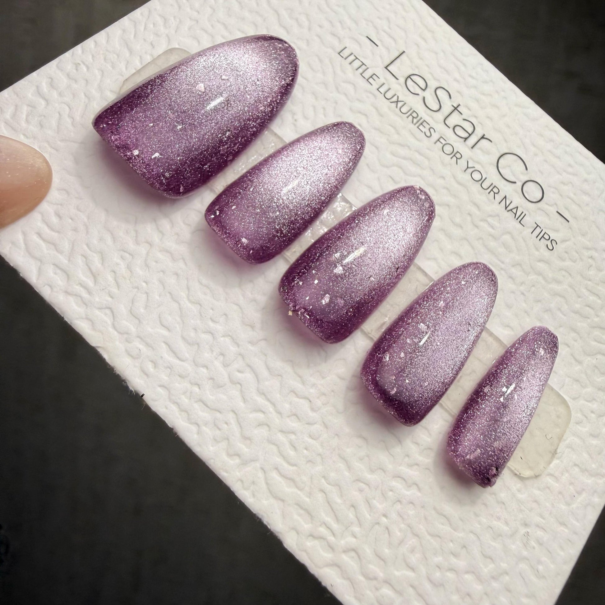 Timed Offer 4 For 3) Handmade Press On Mystic Mauve Cat Eye Gel Nails
