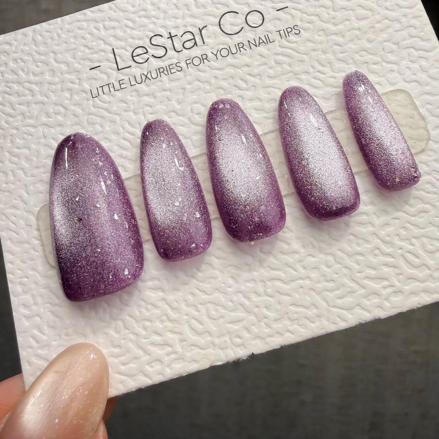 Timed Offer 4 For 3) Handmade Press On Mystic Mauve Cat Eye Gel Nails