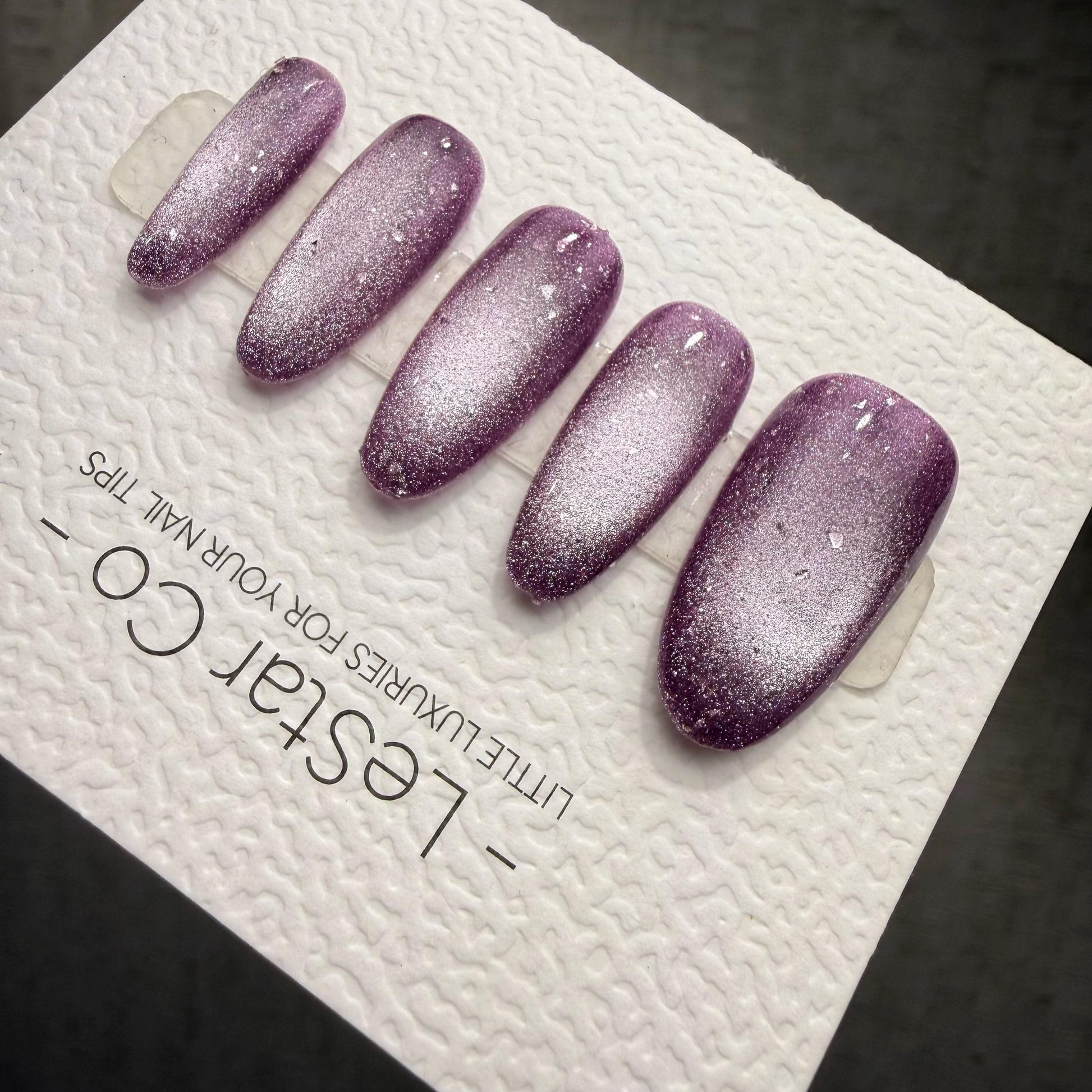 Timed Offer 4 For 3) Handmade Press On Mystic Mauve Cat Eye Gel Nails