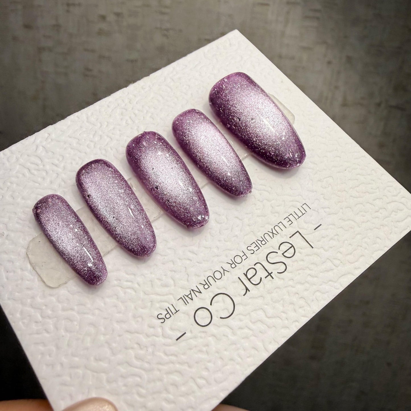 Timed Offer 4 For 3) Handmade Press On Mystic Mauve Cat Eye Gel Nails