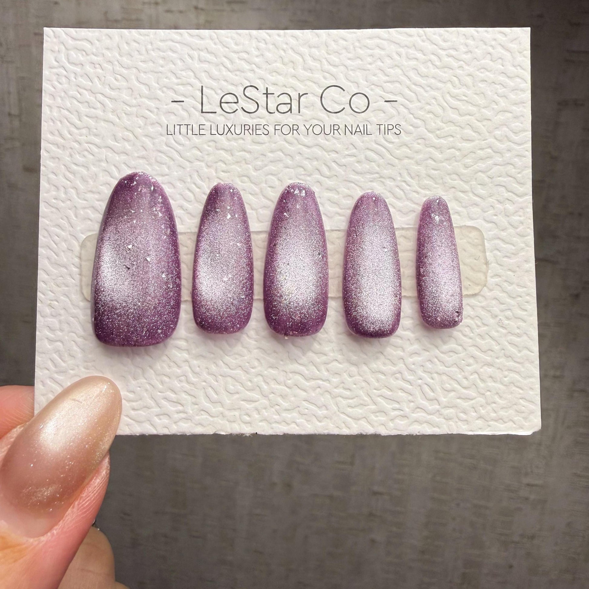 Timed Offer 4 For 3) Handmade Press On Mystic Mauve Cat Eye Gel Nails
