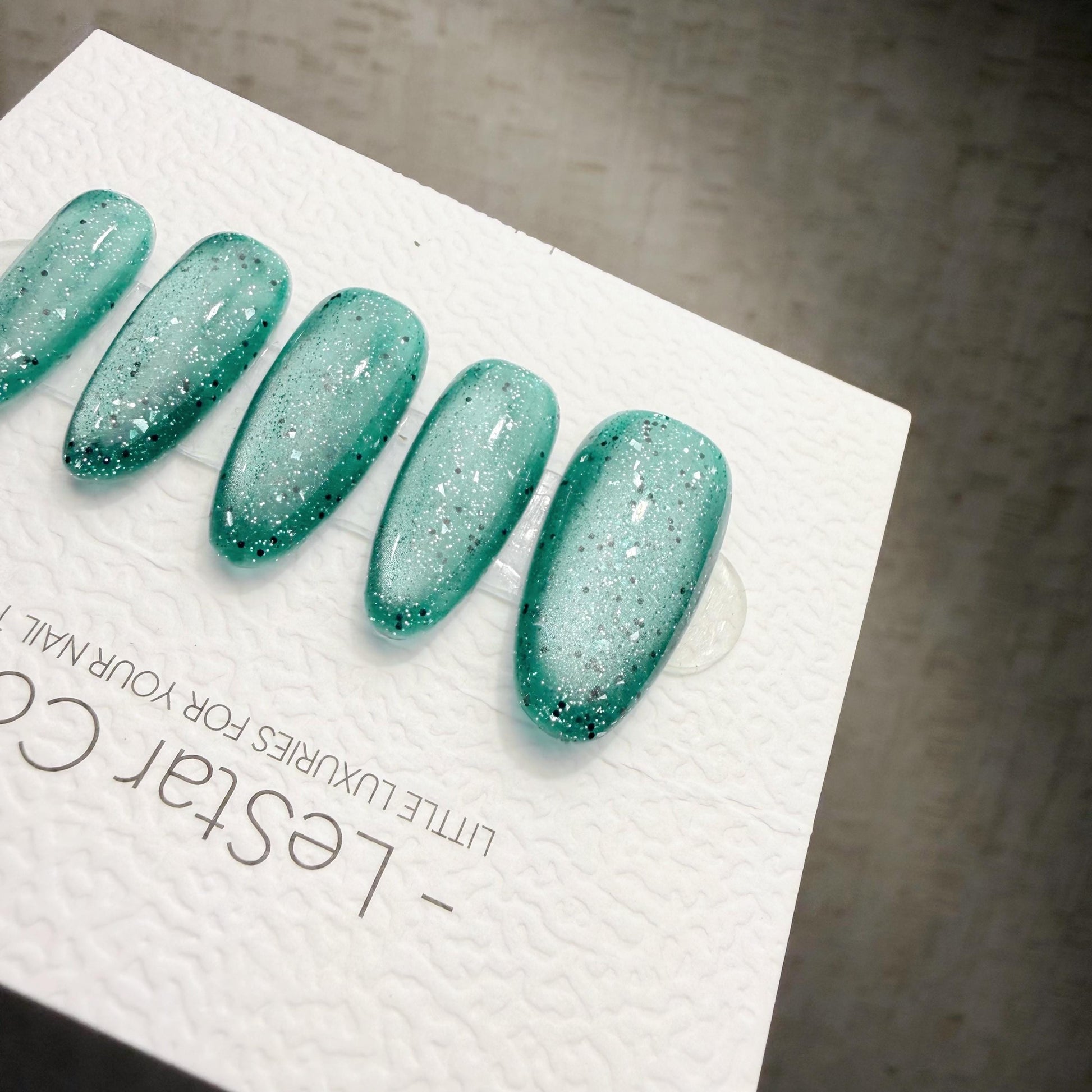 Timed Offer 4 For 3) Handmade Press On Frozen Mint Cat Eye Gel Nails